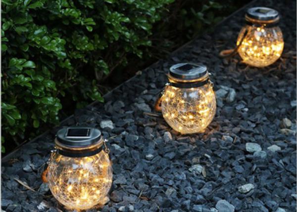 Decorative Colorful Solar Powered Yard Lights Crack Night Light Garden Bottle Hanging