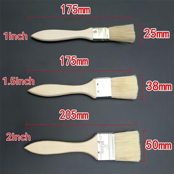 Применение настенной краски с 4-дюймовой чистой щеткой и белой деревянной ручкой