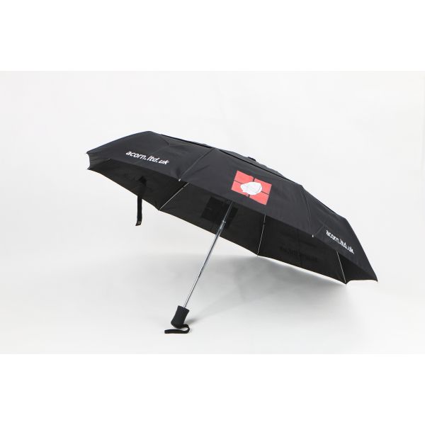 Black Automatic Open Close Umbrella Silk Screen Print Black Coating Durable