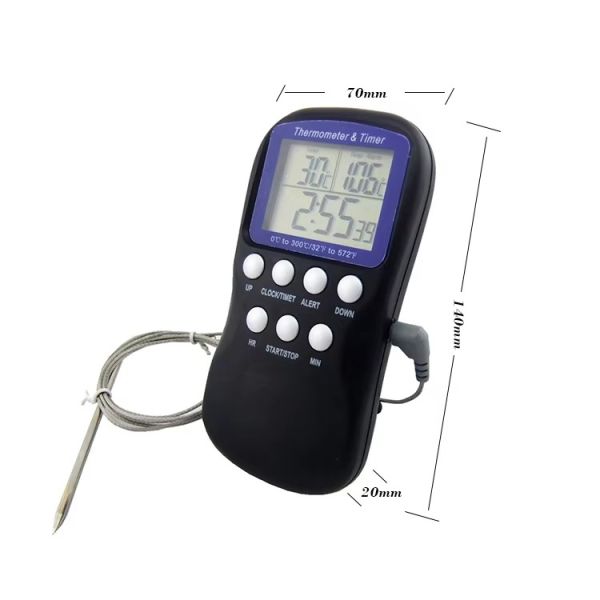 DTH-11 -50 To 300℃ Digital Food Cooking Thermometer, Alarm Kitchen Thermometer With Timer Function For Meat, Milk, Grill, Oven, Smoker, Barbecue