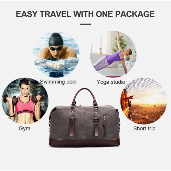 Travel Waterproof Gym Bag Sports Mens Business Duffle Bag Canvas