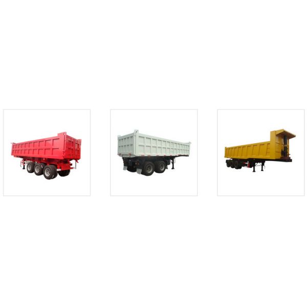 Tri Axle Tipper Semi Trailer 30-40 Ton U Shape For Transport Stones / Rocks