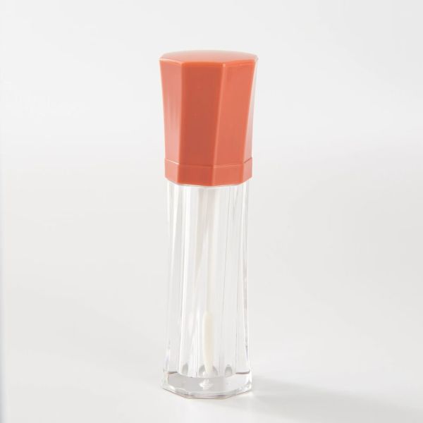 Varios colores octagonal portátil plástico tubo de esmalte labial de forma redonda en aluminio / material plástico
