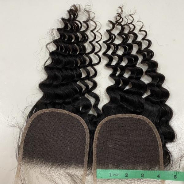Deep wave 4X4  Customized 20A Natural Hairline Super Thin HD Lace Frontal100% Brazilian Human Hair Extensions