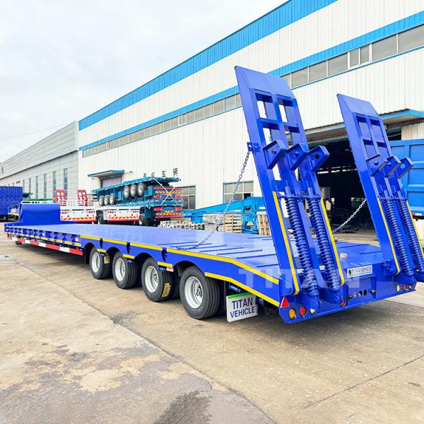 TITAN Heavy Duty 4 Axle 100 Ton Lowbed Truck Trailer Low Bed Semi Trailer for Sale