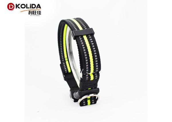 Adjustable Fabric Nylon Dog Collars Reflective Buckle Clip For Pet Lead