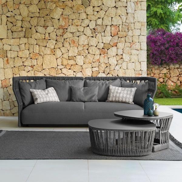 Light Luxury Outdoor Contemporary Woven Rope Chair And Foldable Villa Table Set