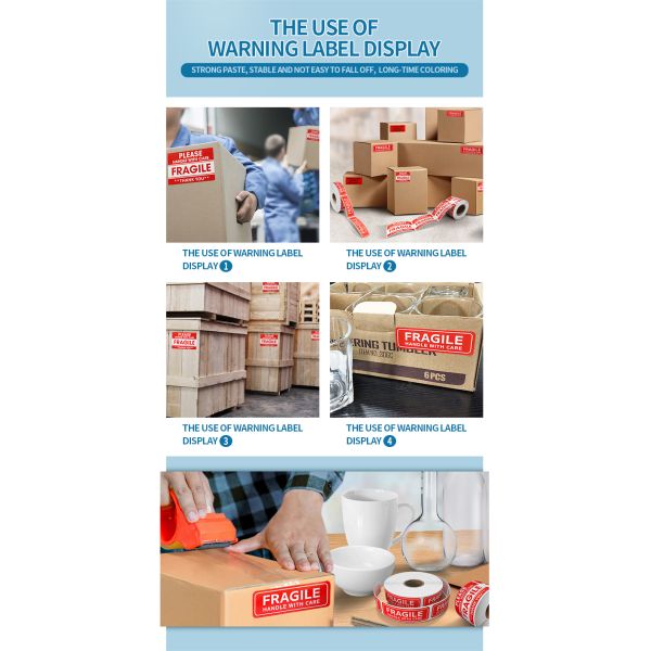 Custom Fragile Warning Labels for Bluetooth Shipping Carton Waterproof