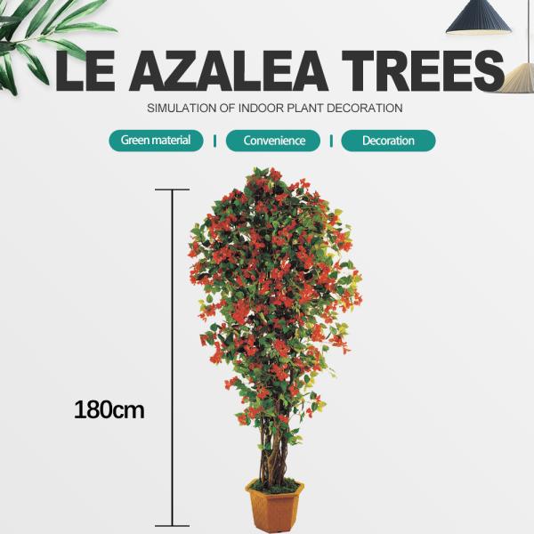 flores artificiais Azalea Tree verde do toque real da paisagem de 2.5m