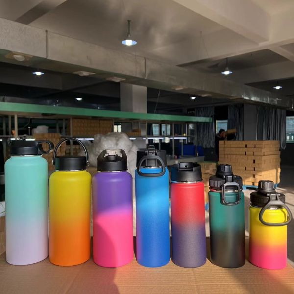 32oz/64oz Vacuum Flask Water Bottle for Direct Drinking at Sport GYM Stainless Steel