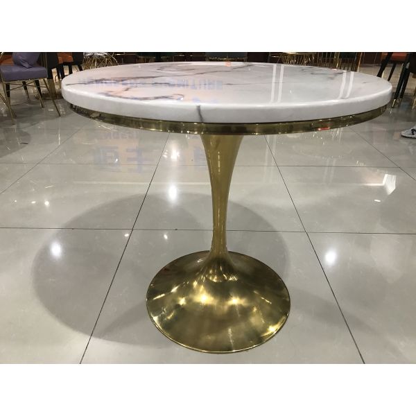 60kgs Gold White Contemporary Wrought Iron Marble Coffee Table