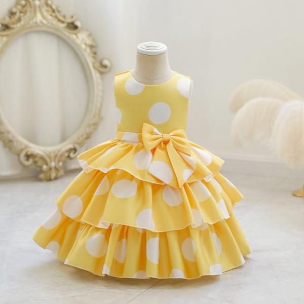 7Y-8Y Kid Polka Dot Princess Birthday Dress 60% Cotton