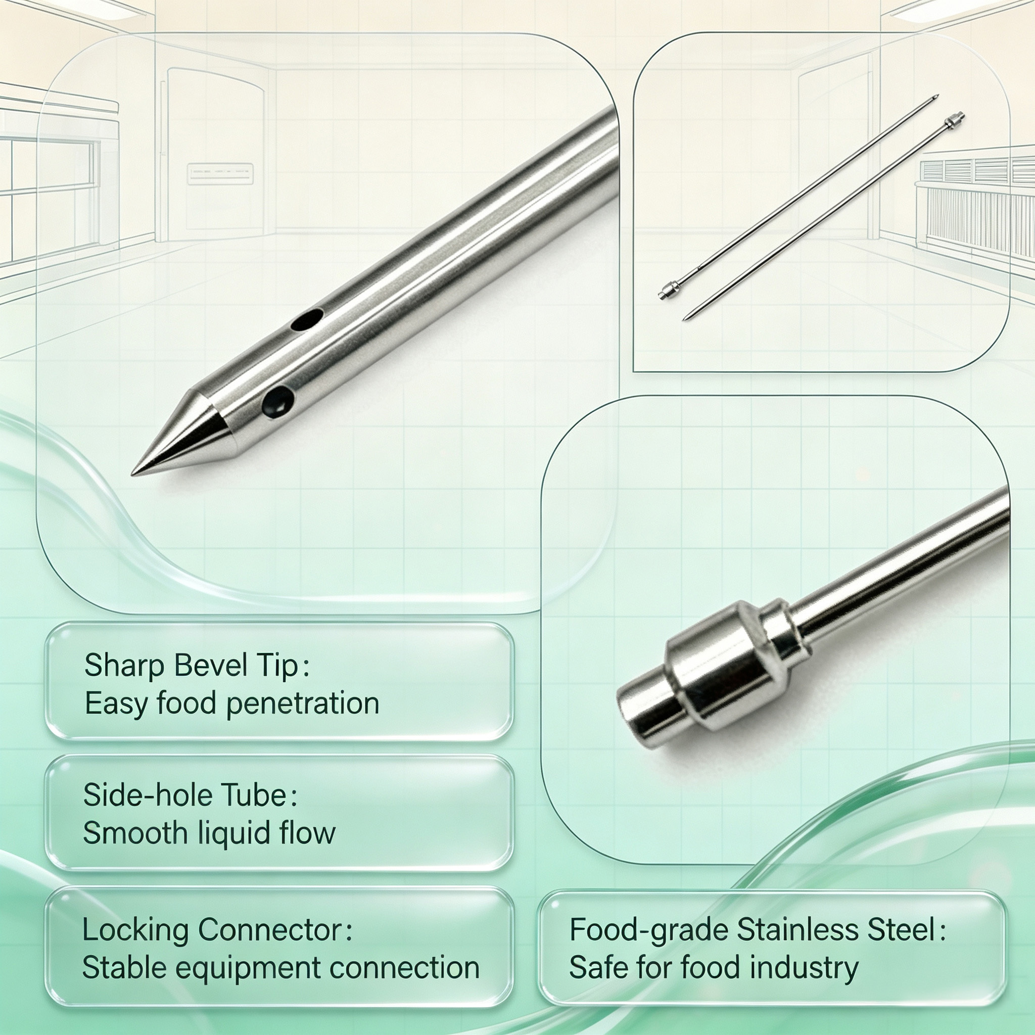 Customized Single End Food Piercing Needle of stainless steel