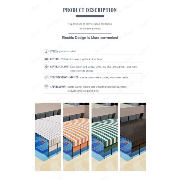 Warehouse Electric Sliding Shed Outdoor Remote Control Stadium Awning Movable