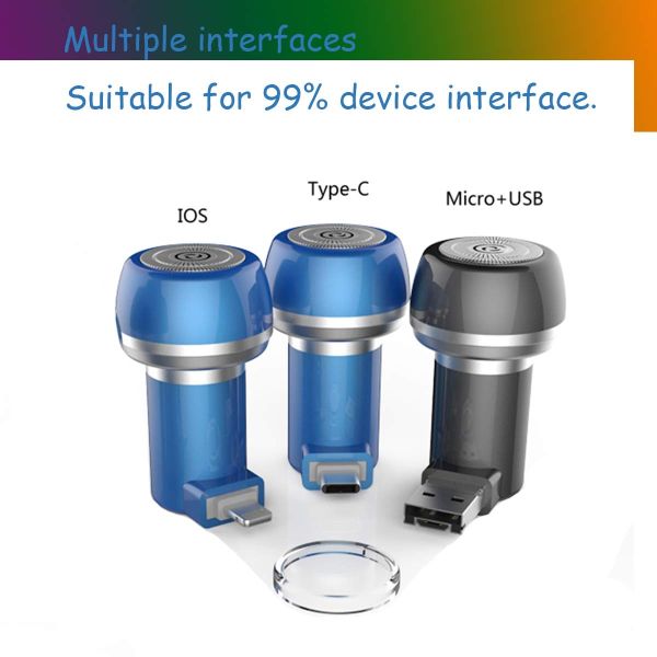 50*32mm Portable Rotary Razor Mini Hair Removal USB Shaver For Men Women Type C