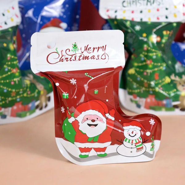 Custom Christmas Mylar Packaging Bag With Special Shape And Ziplock Closure
