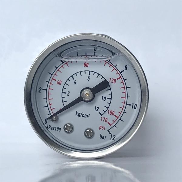 40mm 12 bar Manometer Nickel Plated Brass Connection Stainless Steel Case Liquid-filled Pressure Gauge
