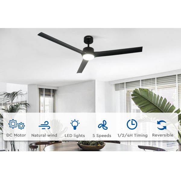 fã de teto plástico de 220V 240V 50HZ com velocidade do motor 5 da C.C. das luzes 37.6W