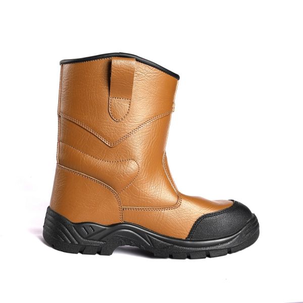 Желтый цвет Шнурки подскальзывают Противоскользящий резка стальной пальцы ног Раздел коровьей кожи ПУ подошвы защитных обуви