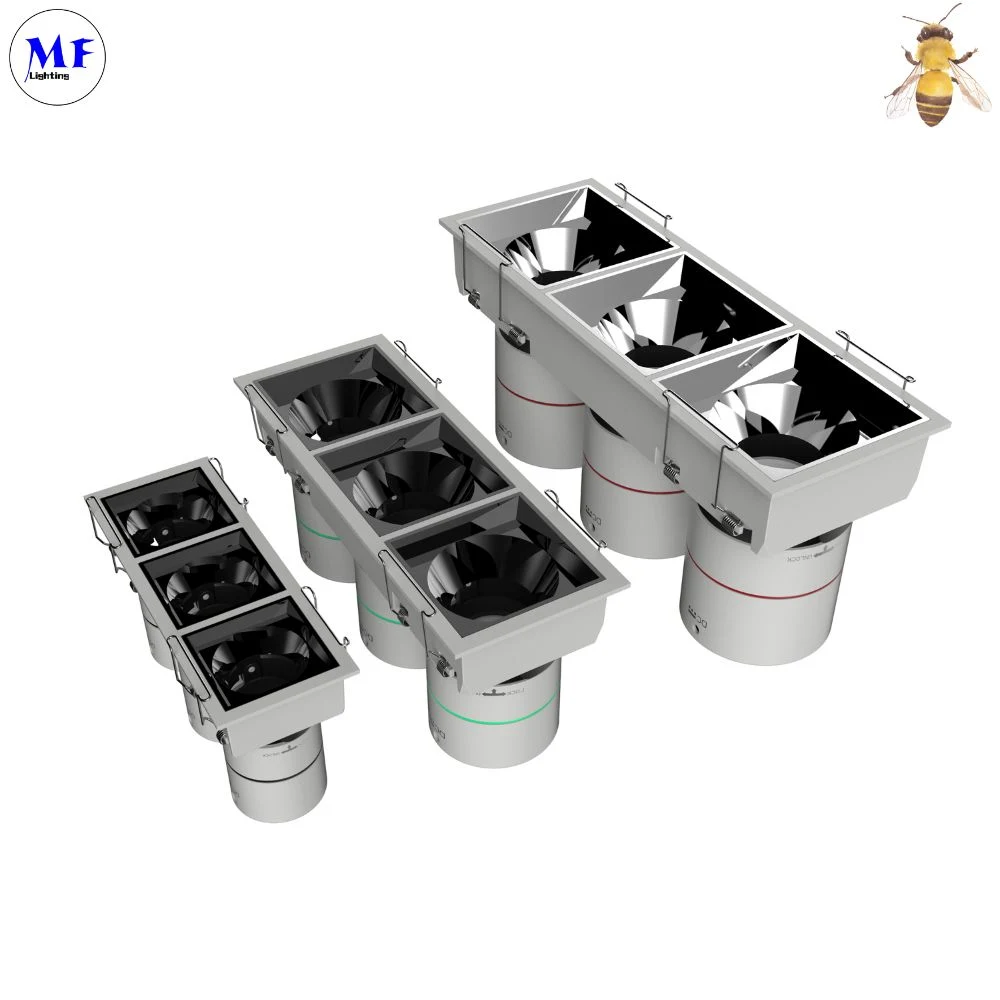 Casilla de aluminio de acabado cuadrado 12W/2X12W/3X12W/4X12W Bajo iluminación interior LED Bajo iluminación del techo