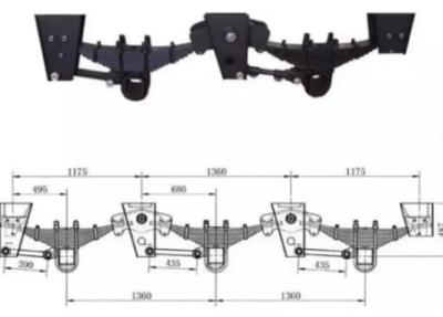Underslung Tandem Trailer Suspension Types Axle 6cm Hole 13T ODM ISO9001
