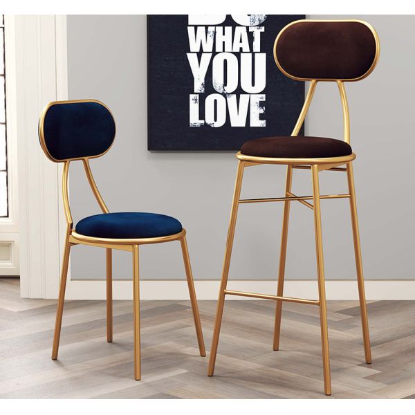 Gold Metal Industrial Bar Stools Modern Counter Height High - Density Sponge