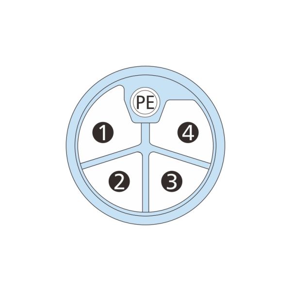 мужчина Пин+Пе соединителя 4 кода 16а/63в М12 л к женскому отлитому в форму 1м экранированному Пвк 5кс16авг силовому кабелю