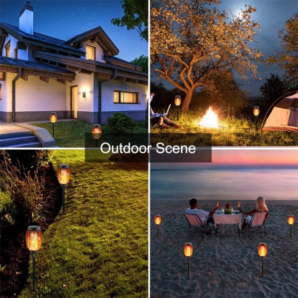 Solar Powered LED Light for Dancing Flicker Flame Landscape Yard Waterproof Outdoor