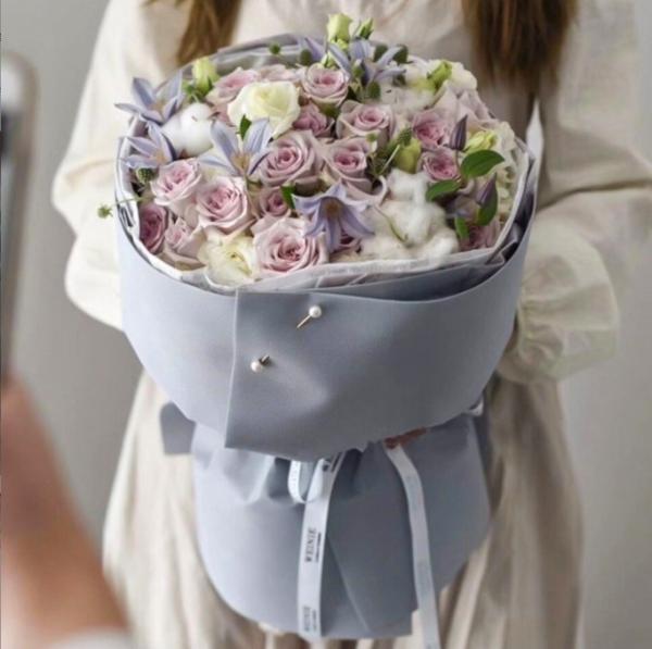 Waterproof Korean-style Embossed Paper for Kafin Paper Flower Art Packaging 58*58cm Plastic Round Bouquet