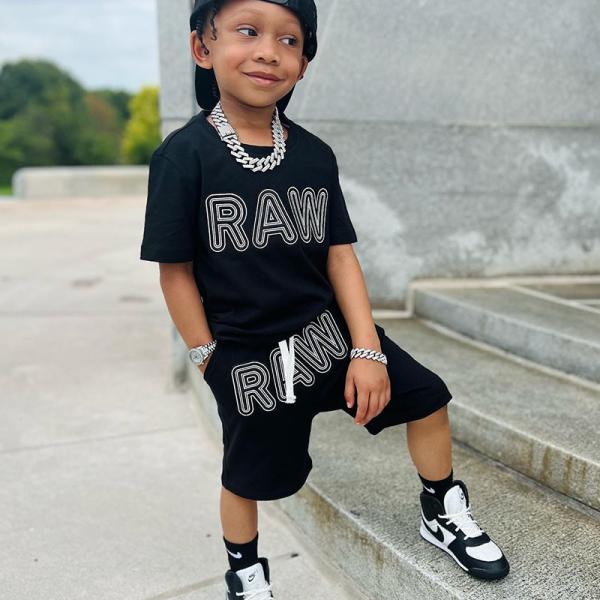 OEM Service Kids Two Piece Shorts Set Screen Printing T Shirt And Short Set