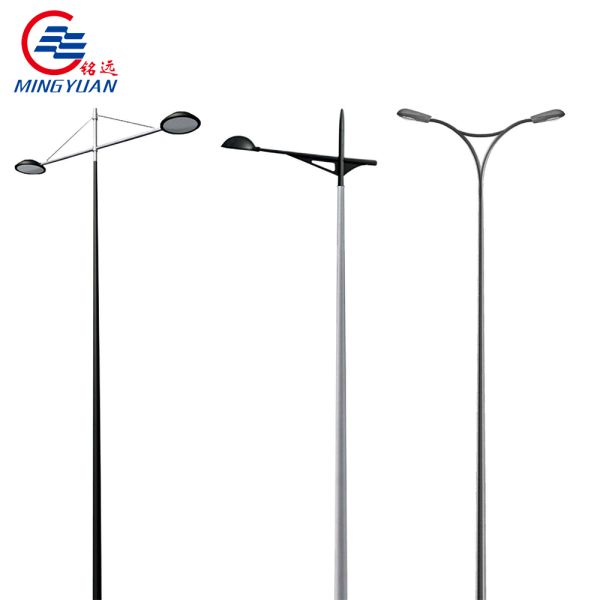 Solar Hexagonal Steel Street Light Pole Q235b Galvanized Highway