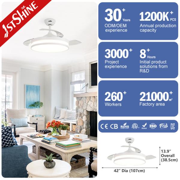 Ventilateur de plafond LED standard avec lames PC rétractables et fonction de climatisation