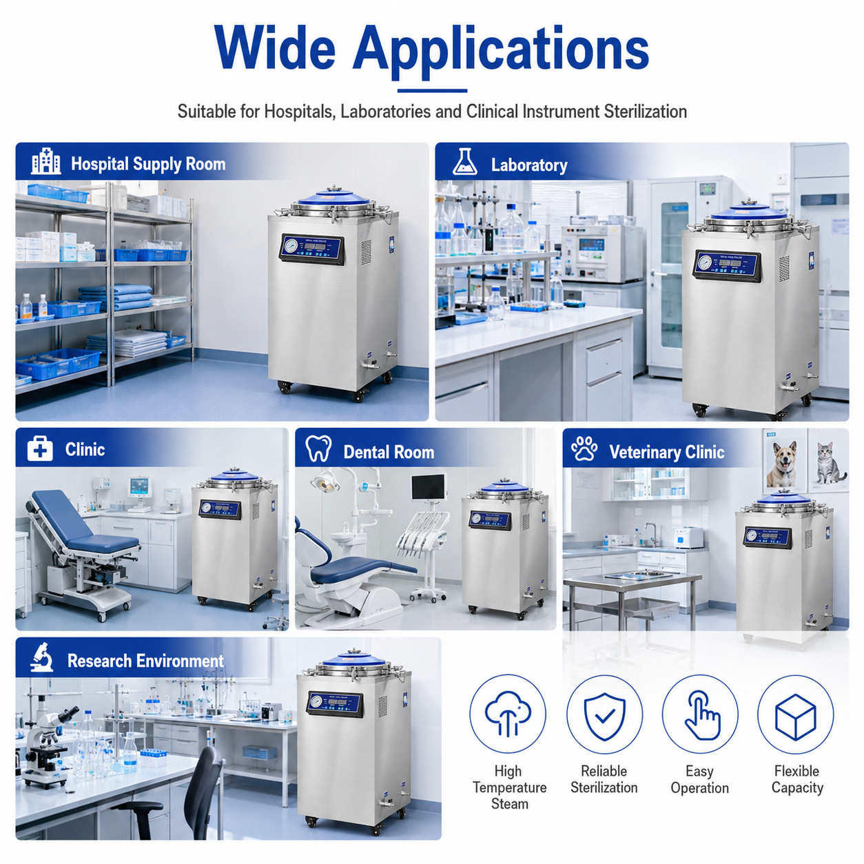Vertical Steam Autoclave Sterilizer DGLS-B 50L Stainless Steel Lab Sterilization Equipment with Digital Automatic Control