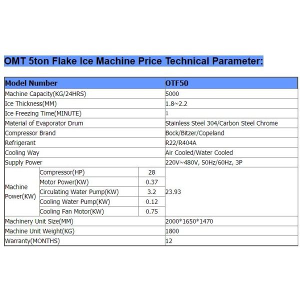 3P Fresh Water 5ton Ice Flake Maker Machine 2.2mm Thickness Snow Flake Ice Maker