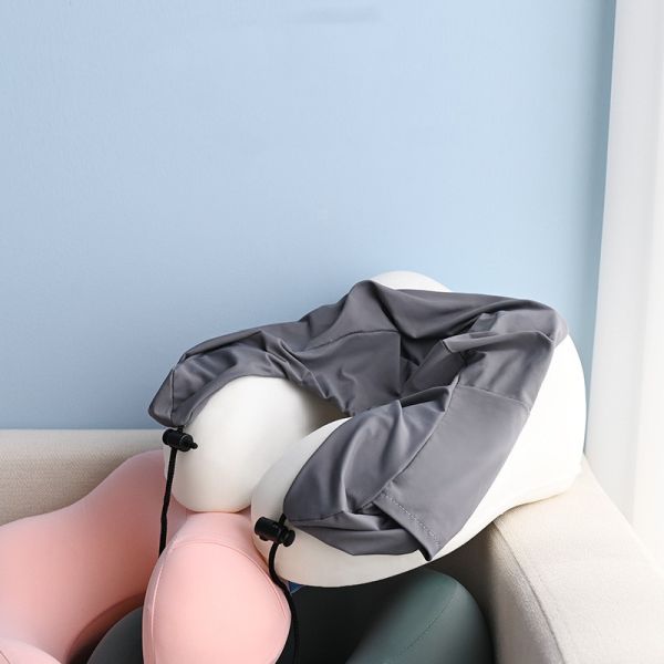 Cool Ice Silk Comfortable Travel Portable Memory Foam Removable Washable Sleep Neck Pillow