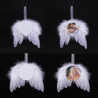 Customized Logo Angel Wing Xmas Hanging Ornaments Sublimation Blank Feather Wing Christmas Wedding Party Decoration
