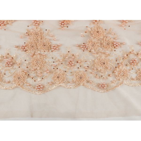 Ткань Тюль вышивки жемчуга дизайна цветка вышитая бисером двором для Хауте Доутуре