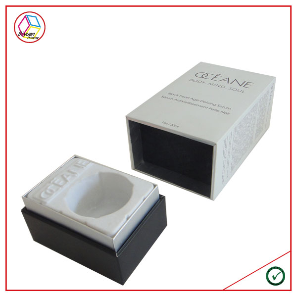 Gold Foil Black Flip Cosmetic Packaging Box With EVA Insert