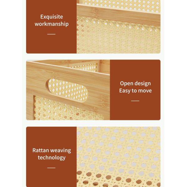 Тканые столы антибактериальные деревянные корзины для хранения с ручками