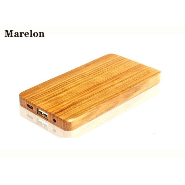 Thinnest Portable Wooden Power Bank , Wooden Phone Charger 4000mAh 125*65*10mm