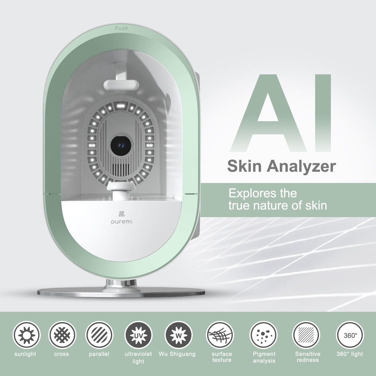 12 Spectrum Skin Analysis Machine , AI Facial Skin Scanner Analyzer Diagnosis Machine