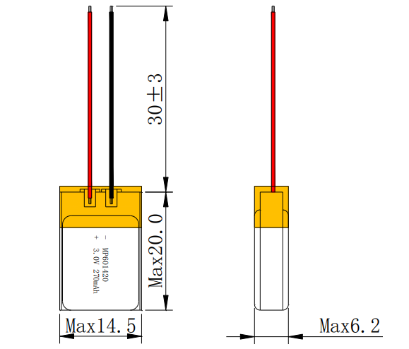 3.0V 270mAh 601420 Li Mno2 Батарея MP601420 литиевая основная батарея