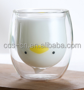 Высокие боросиликатные кружки молока Кружки чая Изолированная кружка кофе медведя двойной стены стеклянная