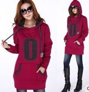 Длинние дамы/фуфайки женщин с капюшоном, хлопок 2 карманн