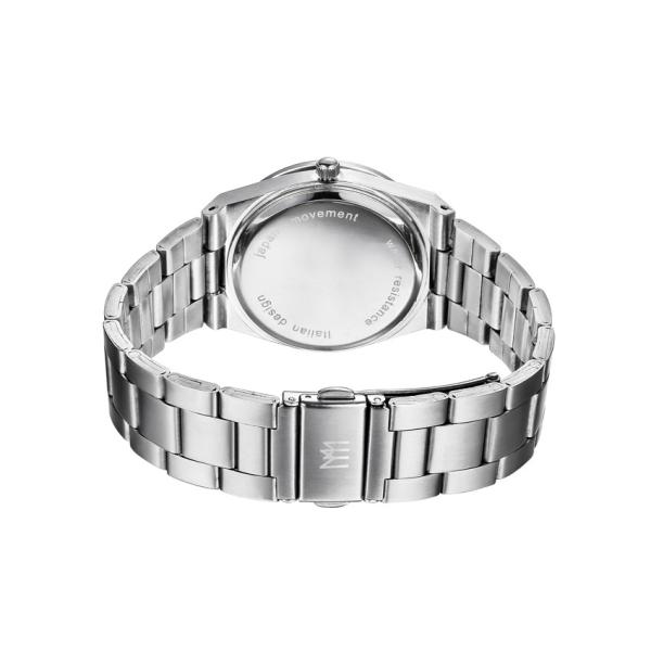 30m Waterproof Mens Quartz Watches With PVD Silver Stainless Steel Band