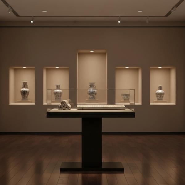 Professional Museum Glass Display Cabinets T Type Sturdy For Antiques Artwork