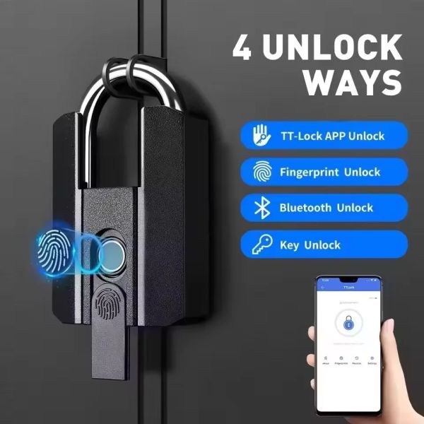 New Model Big Size Durable Biometric Outdoor IP67 Waterproof USB Rechargeable Eco-Friendly Smart Lock Fingerprint TT Lock for