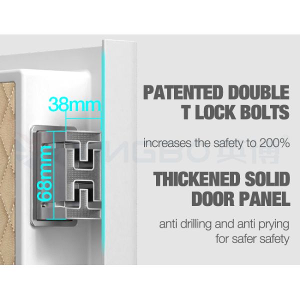 Dual Alarm Smart Security Safe Box Biometric Fingerprint Wireless Charging Bedroom Cabinet
