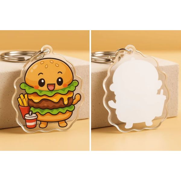 Wholesales Holographic Keychain Lenticular Acrylic Key Chain Custom Key Ring Acrylic Charms Custom Acrylic Keychain