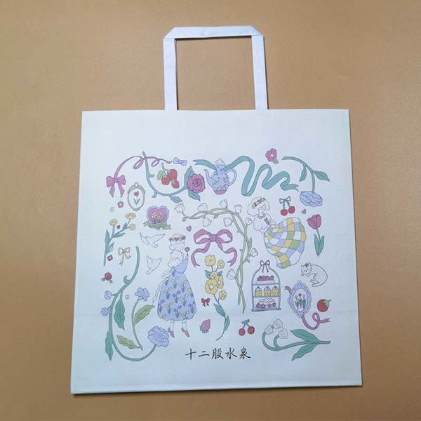 Solid Thick Kraft Paper Tote Bags Multi Color Option Heavy Duty Packaging For Bakery Takeaway Restaurant Gift